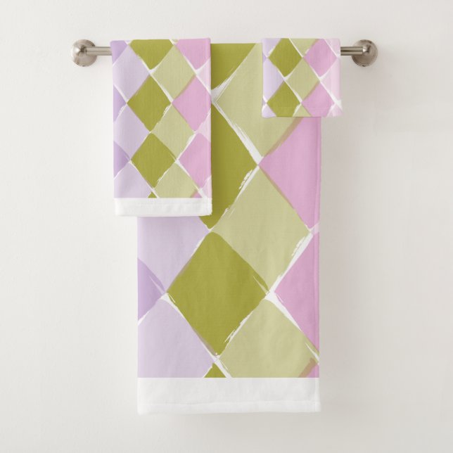 Sommerfarbenmuster Diamant Badhandtuch Set (Insitu)