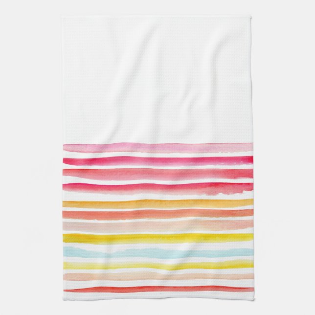 Sommerfarbig gestreifte Wasserfarbe Geschirrtuch (Vertikal)