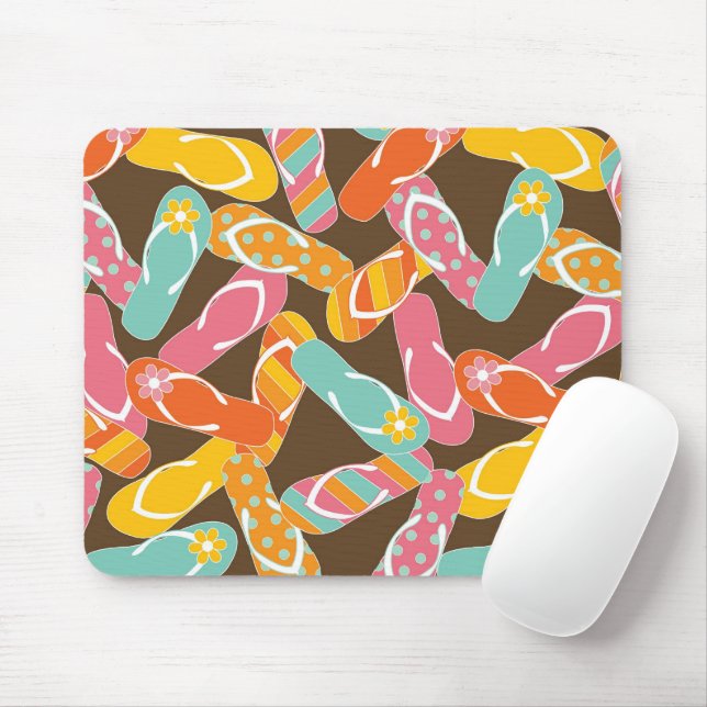Sommerfarbige Fun Beach Whimsical Flip Flops Mousepad (Mit Mouse)