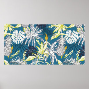 Sommerfarbige tropische Blätter und Obst  Poster