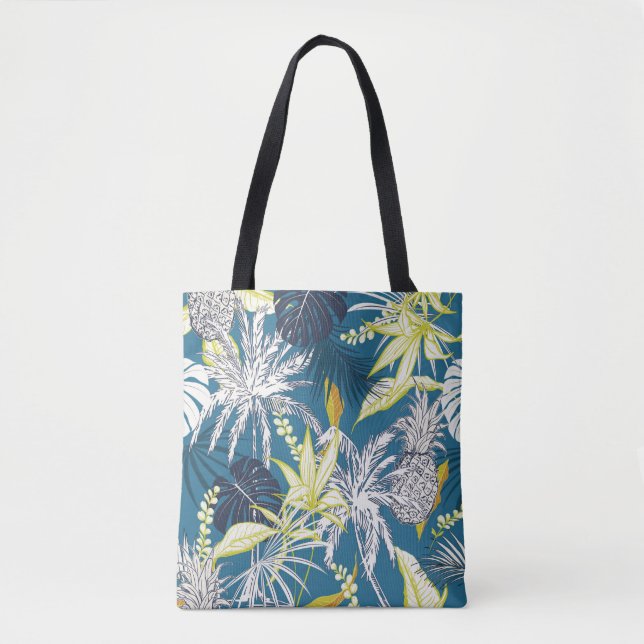 Sommerfarbige tropische Blätter und Obst  Tasche (Vorderseite)