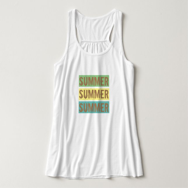 Sommerfarbiger Text auf niedlich-grüngelber Basis Tank Top (Design Vorderseite)
