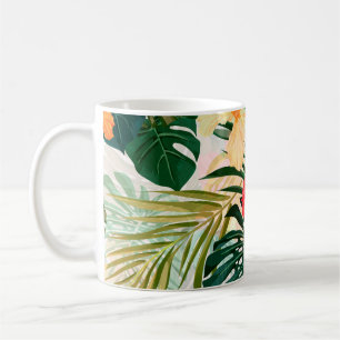 Sommerfarbiges hawaiianisches nahtloses Muster mit Kaffeetasse
