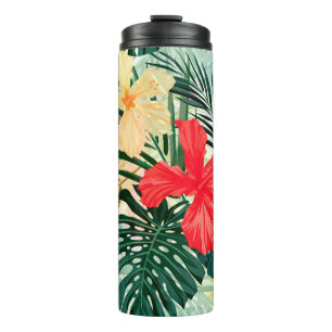 Sommerfarbiges hawaiianisches nahtloses Muster mit Thermosbecher