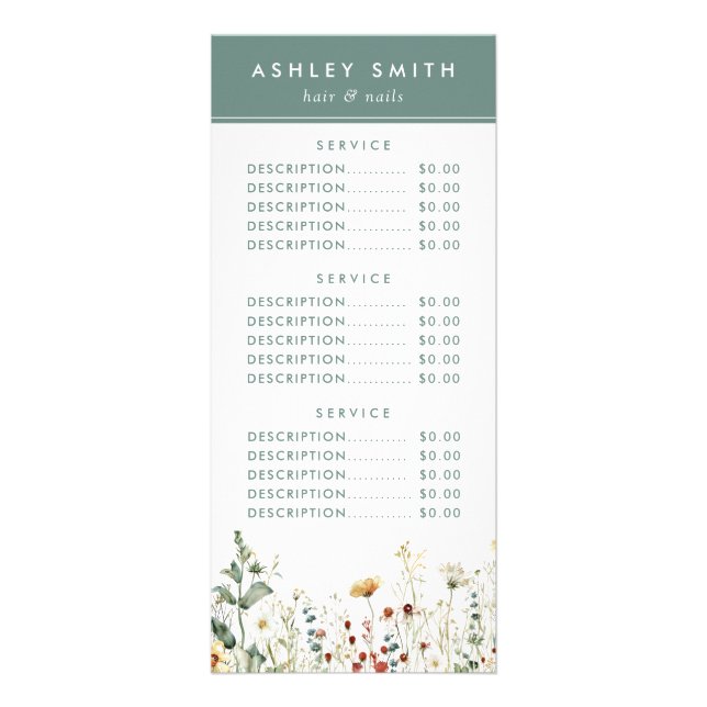 Sommerfeld der Wildblume Werbekarte (Vorne)