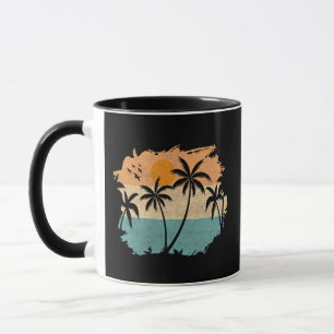 Sommerferien Retro Sonnenuntergang Strand Palmen B Tasse