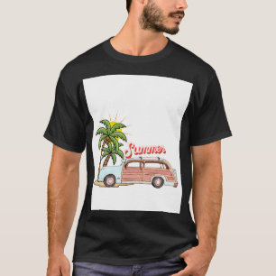 Sommerferien Strand Vibes Retro Auto & Palme T-Shirt