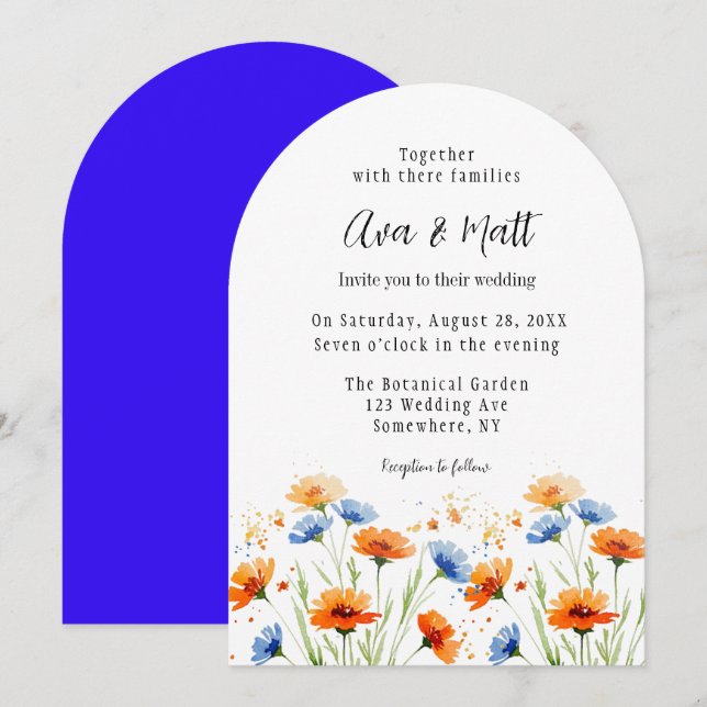 Sommerfeste Wildblume Einladung (Vorne/Hinten)
