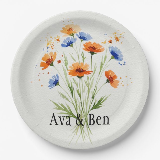 Sommerfeste Wildblume Pappteller (Vorderseite)
