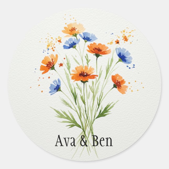 Sommerfeste Wildblume Runder Aufkleber (Vorderseite)