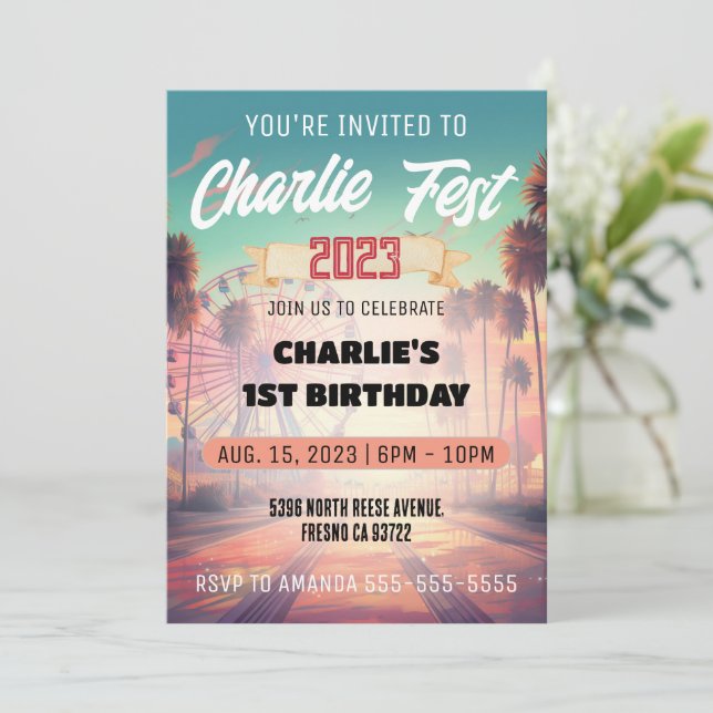 Sommerfestival Geburtstagsparty Einladung (Stehend Vorderseite)