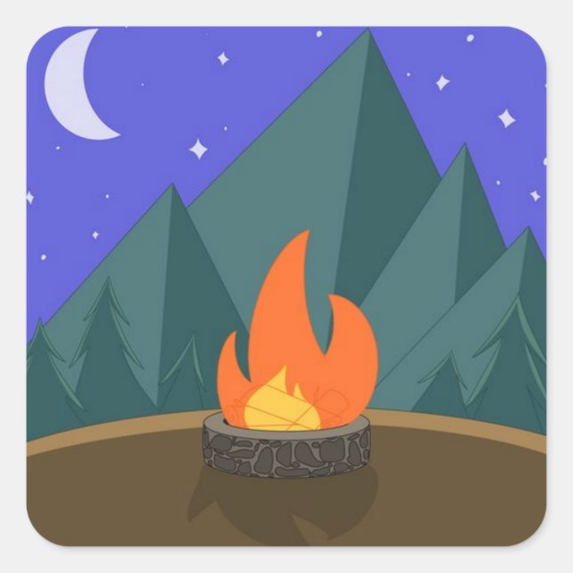 Sommerfeuer Quadratischer Aufkleber (Vorderseite)
