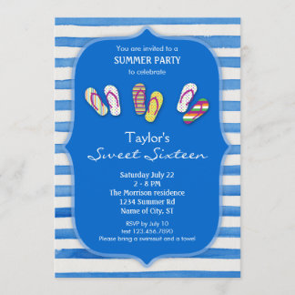 Sommerflip Flops 16 . Geburtstag Einladung
