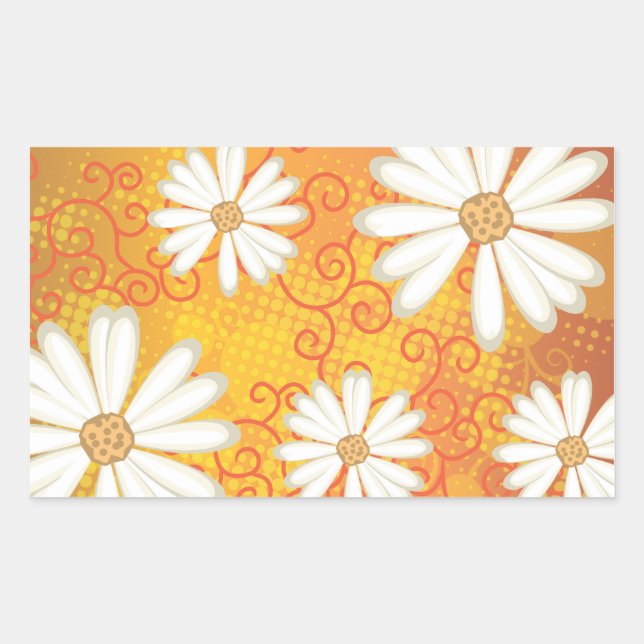 Sommerflorale gepunktete Stamm Daisy Tattoo Muster Rechteckiger Aufkleber (Vorderseite)