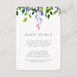 Sommerflorale Wasserfarben Hochzeitsgäste Details Begleitkarte