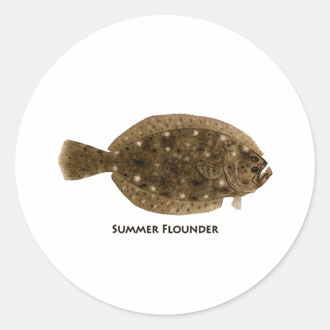 Sommerflunder Runder Aufkleber (Vorderseite)