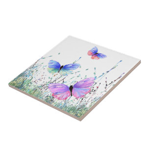 Sommerfreude - farbenfrohe Schmetterlinge fliegen  Fliese