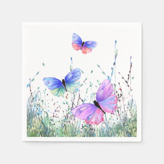 Sommerfreude - farbenfrohe Schmetterlinge fliegen  Serviette (Vorderseite)