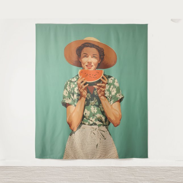 Sommerfreude mit Watermelon Wandteppich (Vorderseite)