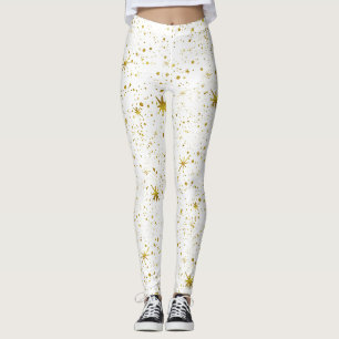 Sommerfrische - weiße und goldene Weihnachtsstern Leggings