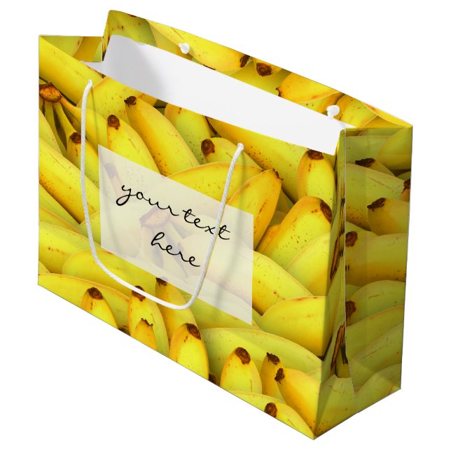 Sommerfrisches Bananenobst Foto Große Geschenktüte (Vorderseite Schrägansicht)