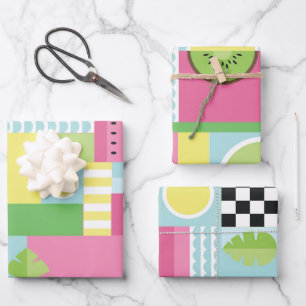 Sommerfrucht bunt Mosaik abstrakt Geschenkpapier Set