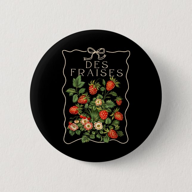 Sommerfrucht Erdbeere Coquette Fraise Sommer Weit Button (Vorderseite)