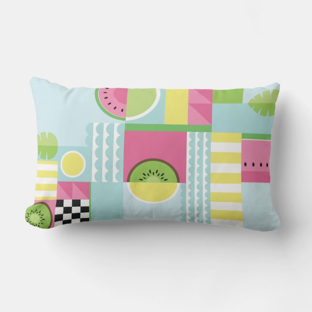 Sommerfruchtdesign, buntes Wassermelone-Mosaik Lendenkissen (Vorderseite)