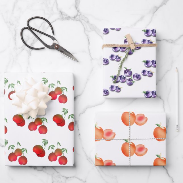 Sommerfrüchte Geschenkpapier Set (Vorderseite)