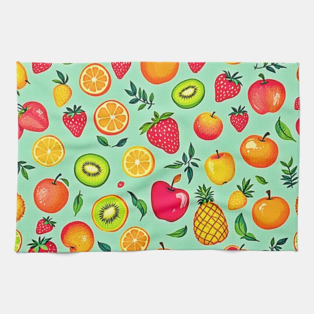 Sommerfrüchte Nahtloses Design Geschirrtuch (Horizontal)