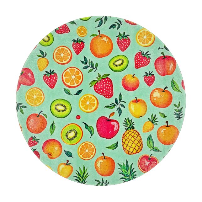 Sommerfrüchte Nahtloses Design Schneidebrett (Vorderseite)
