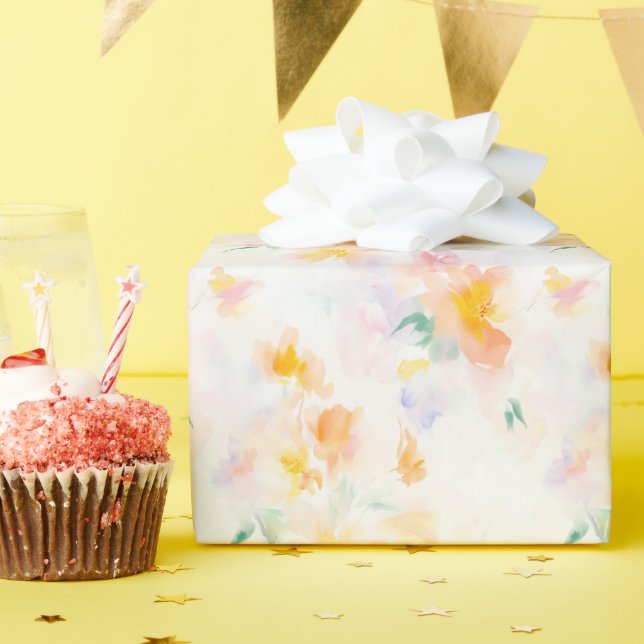 Sommerfrühlingsblumen Elegantes Blumengezwitscher Geschenkpapier (Geburtstagsparty)