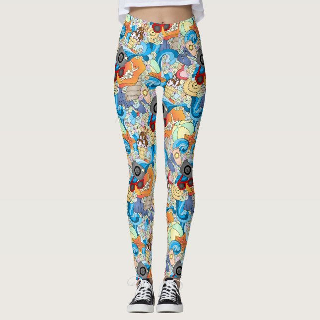 Sommerfußmuster Leggings (Vorderseite)