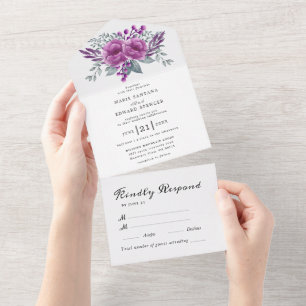 Sommergarten Aquarell Blumen Hochzeit All In One Einladung