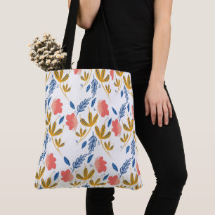 Sommergarten Blau Gelbe Korallen Blumen  Tasche