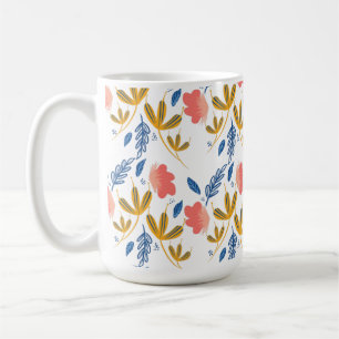 Sommergarten Blumen Blau Koralle Rosa Grünzeug  Kaffeetasse