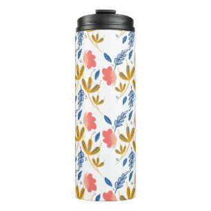 Sommergarten Florals Blaue Koralle Rosa Grünzeug  Thermosbecher