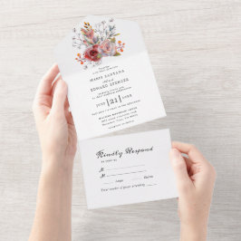 Sommergarten Hochzeit der Wasserfarben All In One Einladung