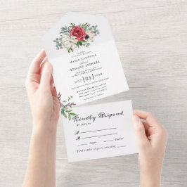 Sommergarten Hochzeit der Wasserfarben All In One Einladung