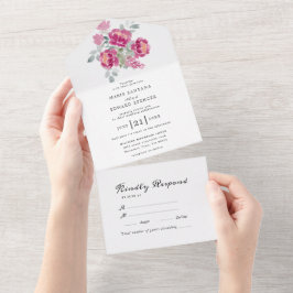 Sommergarten Hochzeit der Wasserfarben All In One Einladung