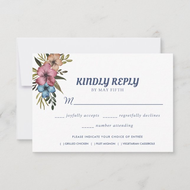 Sommergarten Hochzeit der Wasserfarben RSVP Karte (Vorderseite)