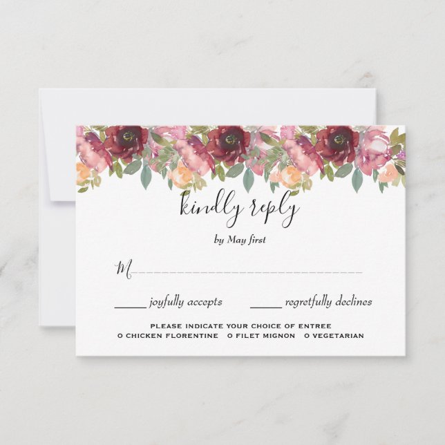 Sommergarten Hochzeit der Wasserfarben RSVP Karte (Vorderseite)