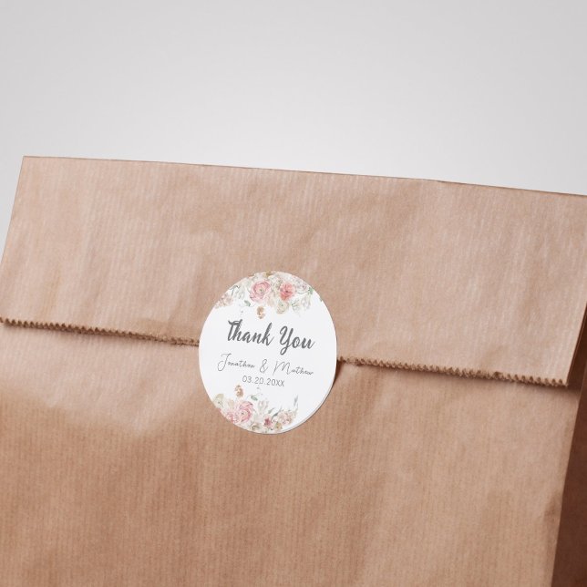 Sommergarten Hochzeit der Wasserfarben Runder Aufkleber (Summer Garden Watercolour Floral Wedding Classic Round Sticker
)