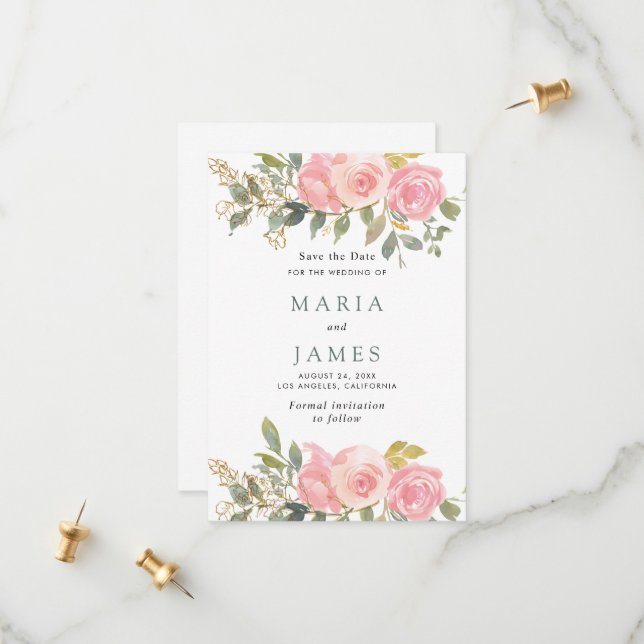 Sommergarten Hochzeit der Wasserfarben Save The Date (Vorderseite/Rückseite Beispiel)