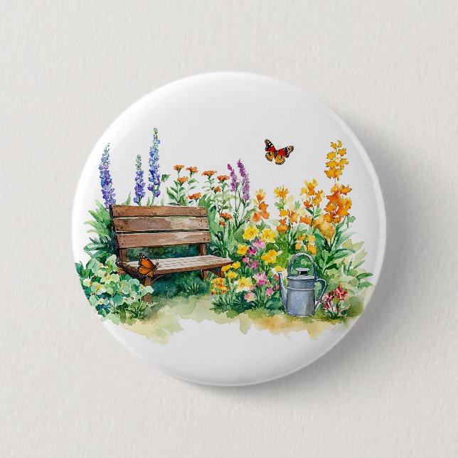 Sommergarten mit Schmetterlingen Button (Vorderseite)