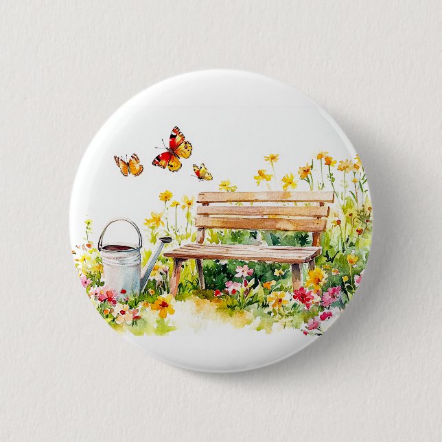 Sommergarten mit Schmetterlingen Button (Vorderseite)