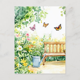 Sommergarten mit Schmetterlingen Postkarte