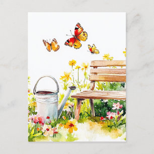 Sommergarten mit Schmetterlingen Postkarte