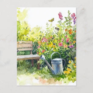 Sommergarten mit Schmetterlingen Postkarte