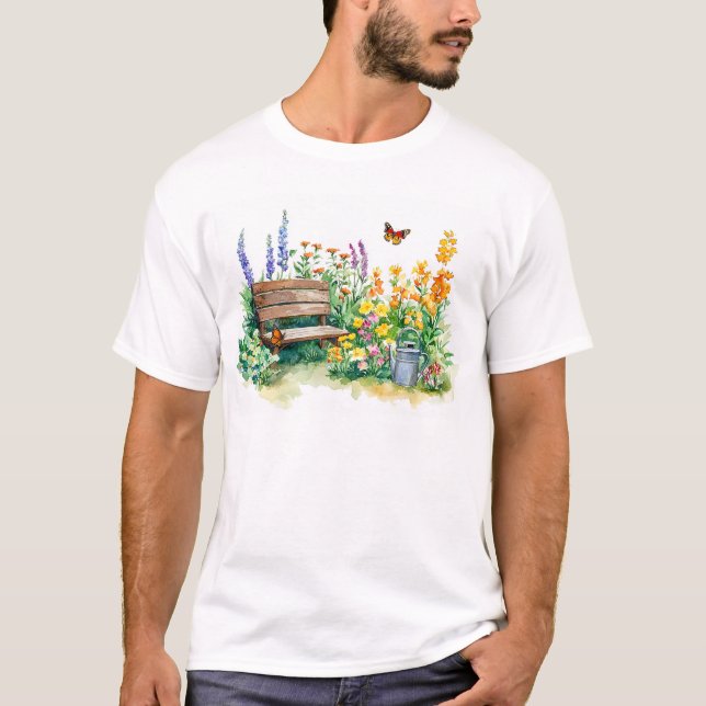 Sommergarten mit Schmetterlingen T-Shirt (Vorderseite)